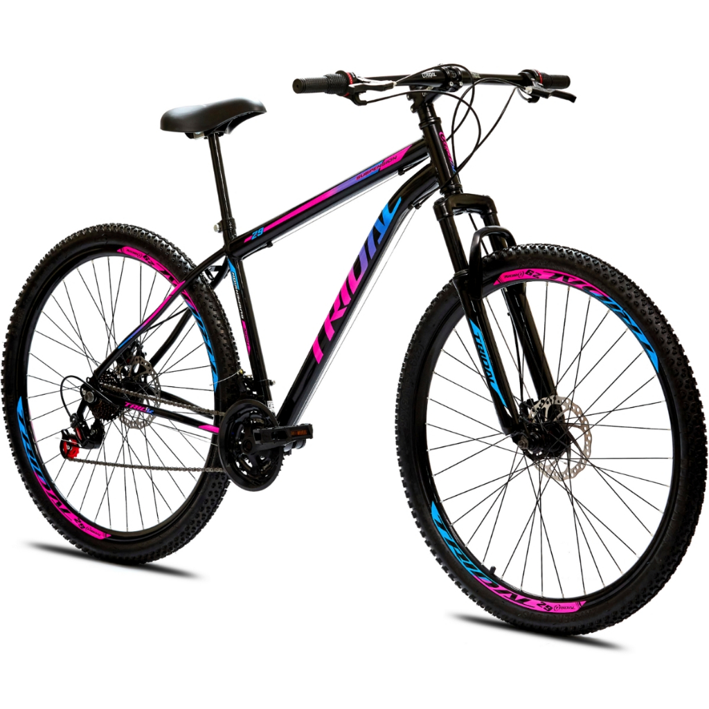 Bicicleta Aro 29 Aço Mountain Bike Tridal com Freio a Disco e Suspensão Dianteira New Suspension em Oferta na Shopee