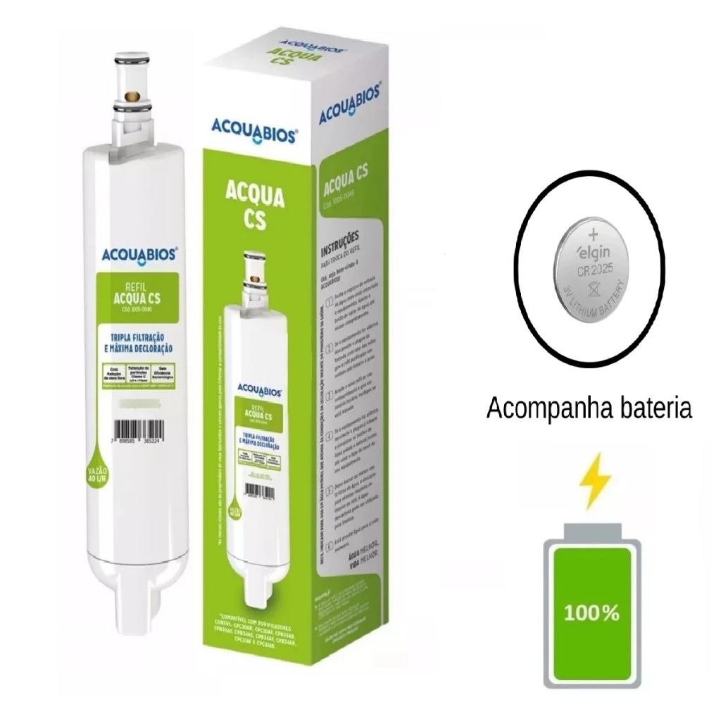 Refil água Cs compatível com purificador Cpc30, 31 Cpb34, 35 e 36 em Oferta na Shopee