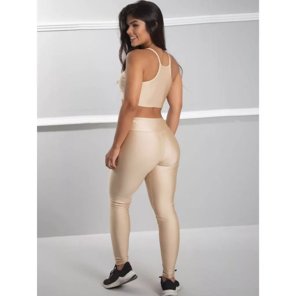 Conjunto Brilhoso (Calça + Top C/Bojo) Academia Fitness 10946/10949