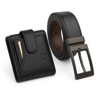 Kit Carteira Masculina Couro + Cinto Masculino 2 em 1 Dupla Face em Oferta na Shopee