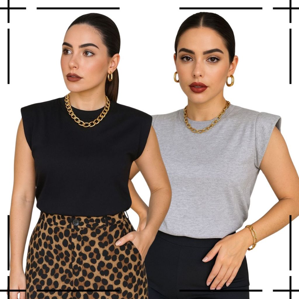 Kit com 2 Camisetas Feminina Básica Muscle Tee Manga curta 100% algodão