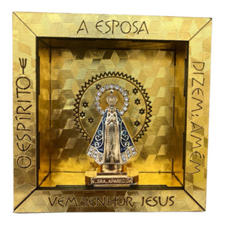 Quadro Nicho Nossa Senhora Aparecida Dourado 10x10 cm MDF e Metal  Strass - Decoração Religiosa em Oferta na Shopee