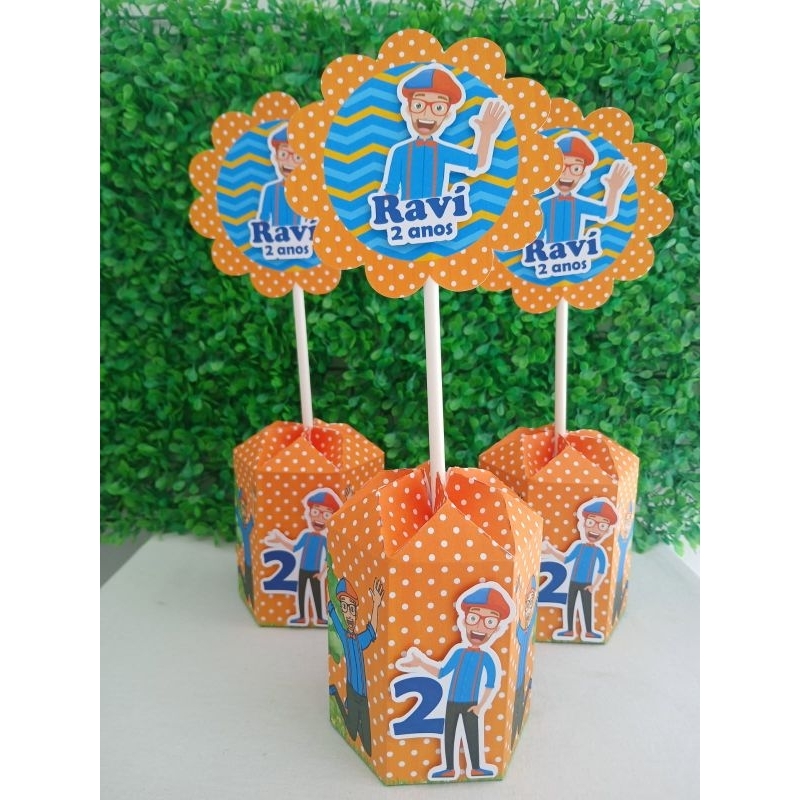 Centros de mesa Blippi/Kit personalizados de centros de mesa Blippi para lembrancinha de aniversário Blippi