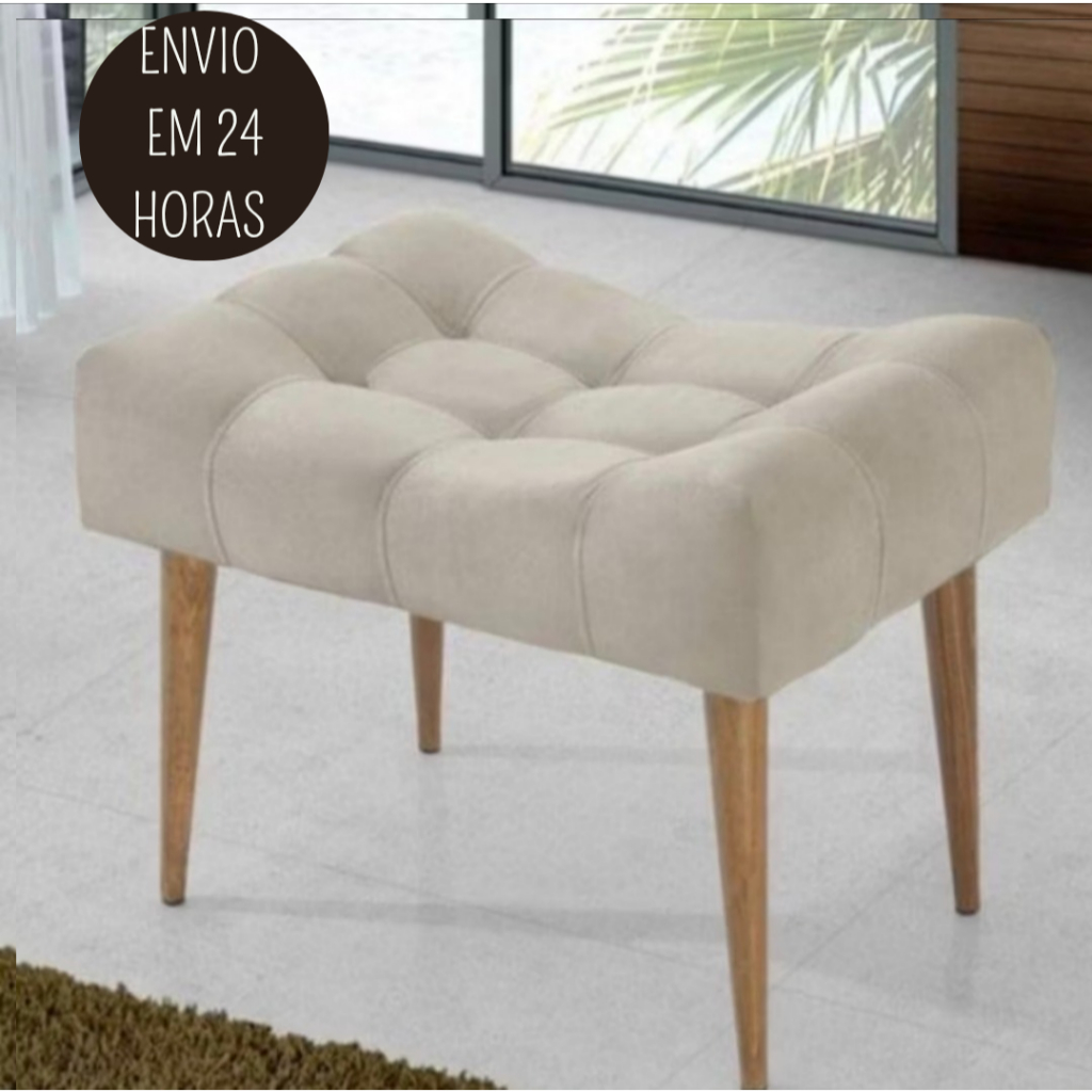Puff Requinte Bege Banqueta Pé Palito em Oferta na Shopee