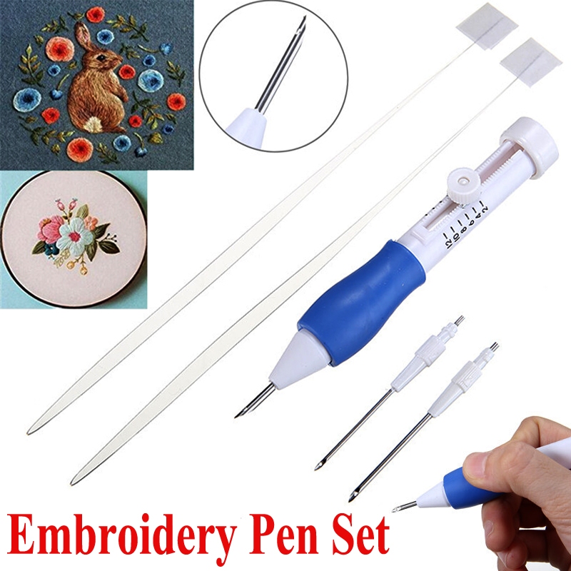 Kit de agulhas de perfuração de bordado ponto russo, conjunto de costura, caneta mágica de agulha de bordado em Oferta na Shopee