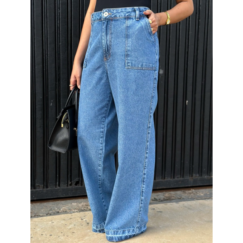 ZOEYA Morden CHIC Calça Jeans Feminina Wide Leg Pantalona Cintura Alta Moda Atual  195 em Oferta na Shopee