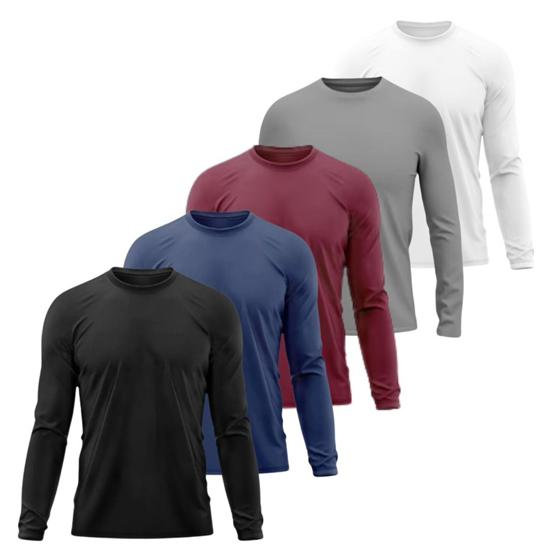 Camiseta Camisa Manga Longa DRY Fit Academia Proteção UV 50+ Segunda Pele Térmica Solar Blusa Treino Corrida