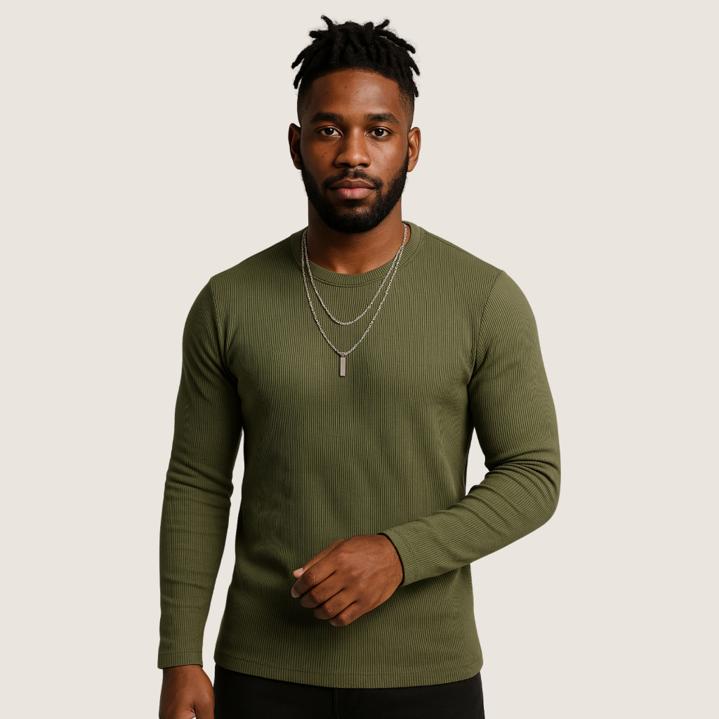Camisa Canelada Masculina Manga Longa Slim Fit Casual Estilo Moderno Tecido Confortável Premium