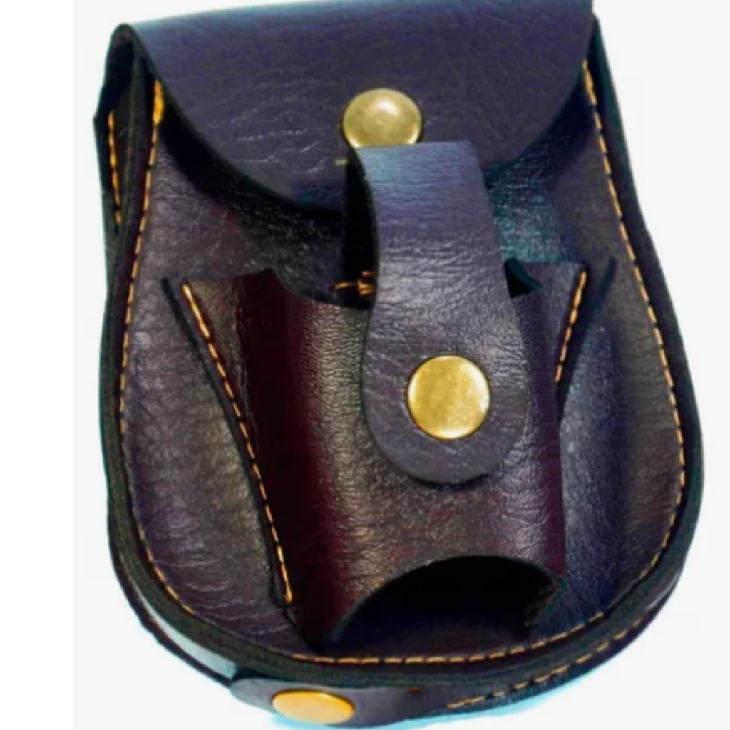 Bolsa Coldre Couro Marrom Munição Atiradeira Estilingue Profissional