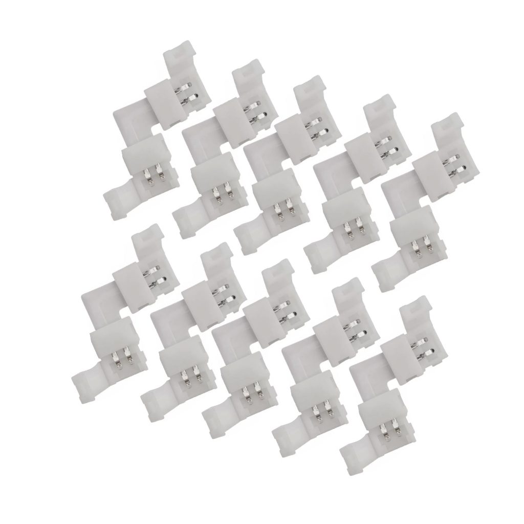 Kit 5 10 20 Emenda em L 8 mm  2 vias Conector RÁPIDO de Pressão Rgb P/fita Led 1 COR SÓ 5050 2835