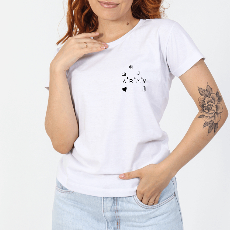camiseta bts feminina roxa roupa bts camiseta army