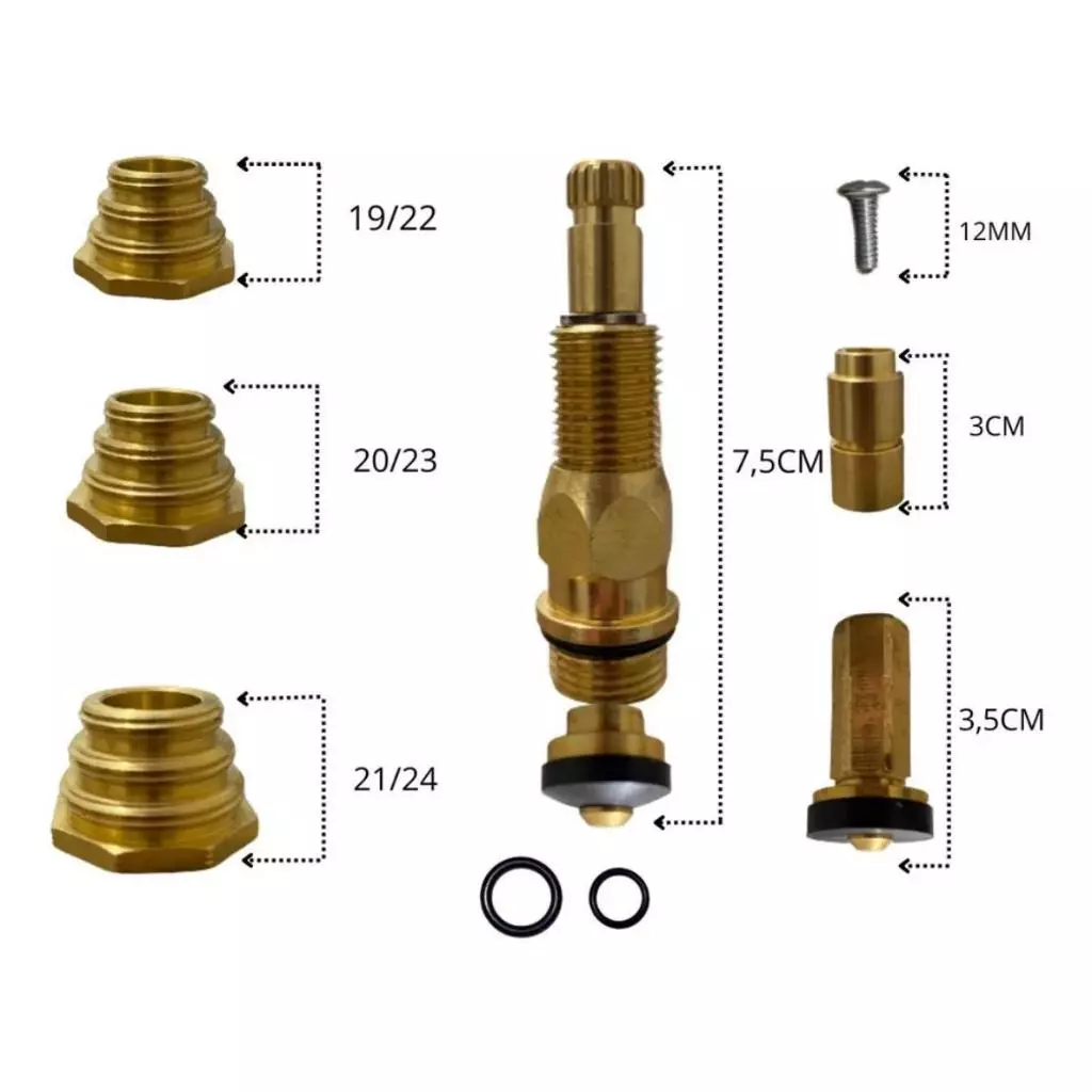 Kit Reparo Salva Registro Pressão Chuveiro Dourado Profissional 10 Peças 1/2Pol. - 1/4Pol. Universal — imagem 2 de 2