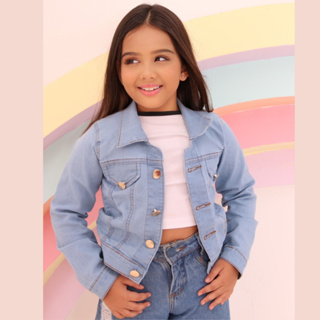 Jaqueta Infantil Feminina Jeans com Elastano Casaco Blusa de Frio Blogueira Slim SEgunda Pele em Oferta na Shopee