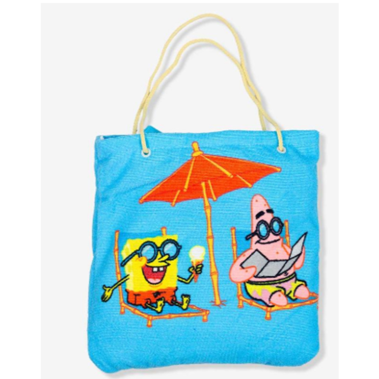 TOALHA DE PRAIA POLIÉSTER  2 EM 1 SACOLA BOB ESPONJA ZONA CRIATIVA