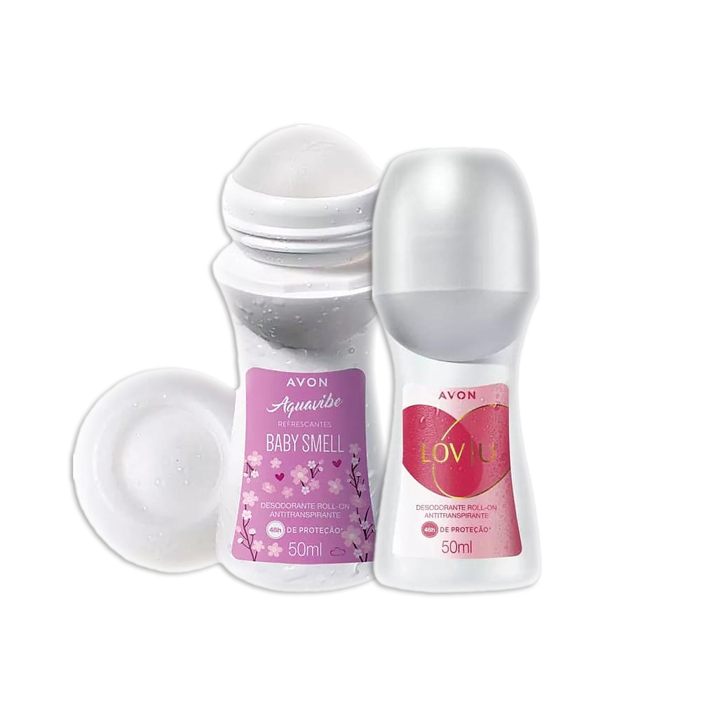 Desodorante Roll On LovU, da Avon, com 50ml + Aquavibe Baby Smell, Avon - 50ml validade 03e7/2027
