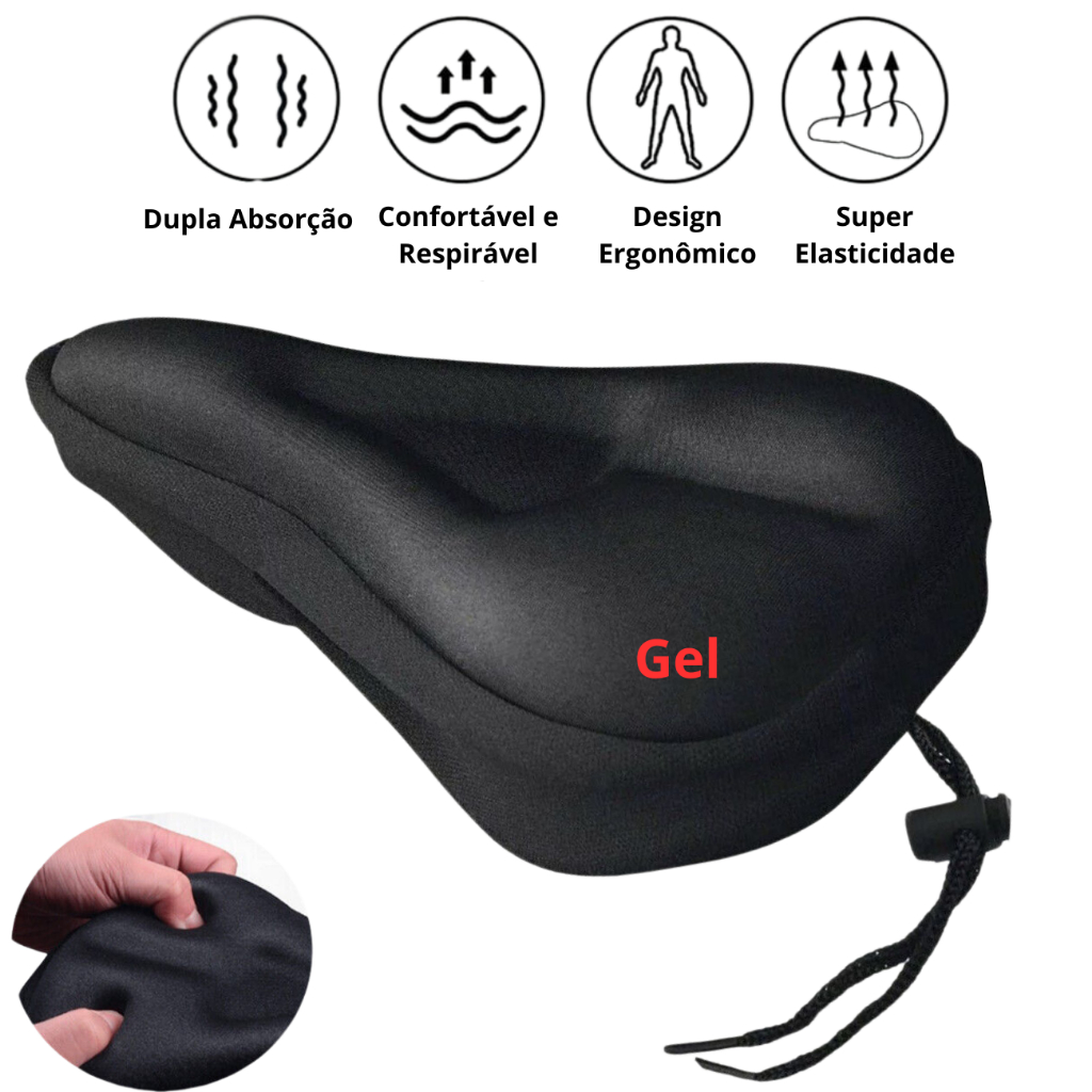 Capa Banco Selim Bicicleta Bike para Ciclismo Almofada Gel Ajustável Confortável 3D Flexível