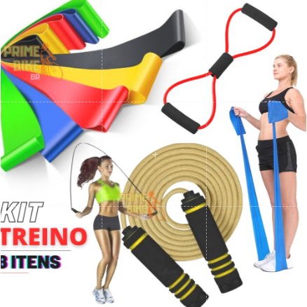 Kit Treine Em Casa Completo Elástico Extensor Cross Tube + Corda de Pular + Kit com 5 Faixa -STARYE em Oferta na Shopee