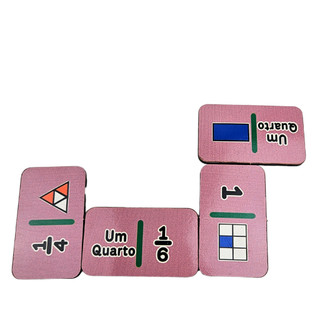 Dominó Fracionário - Jogo de Fração - Recurso Pedagógico de Frações em MDF - 28 peças