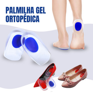 Conjunto 2 Palmilhas Silicone Gel Ortopédica Esporão Calcanheira Calcanhar Transparente Confortável Relaxante em sapatos