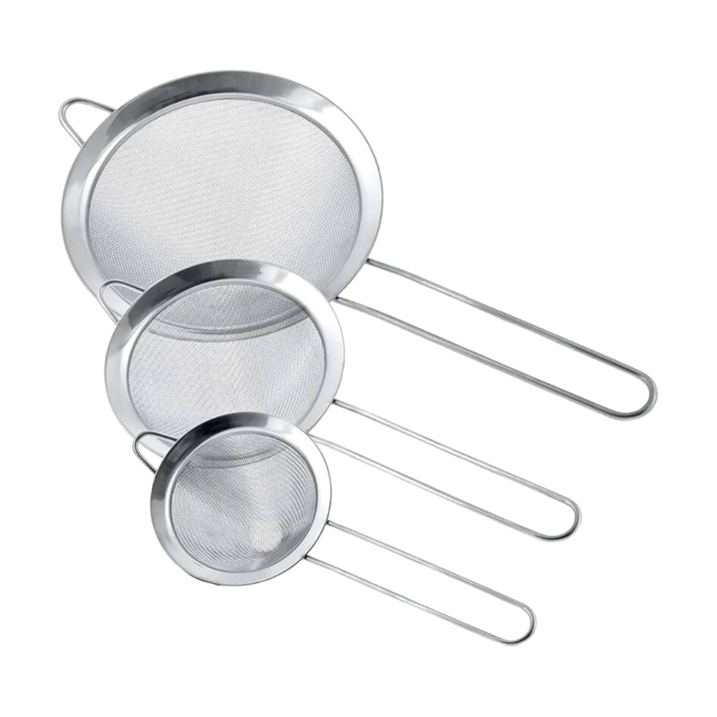 Kit 3 Peneira Coador De Peneiras Aço Inoxidável Para Cozinha Peneira De Cozinha