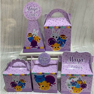 PEGUE E MONTE - Kit festa /lembrancinhas -  Bolofofos lilás/ aniversário - caixinhas personalizadas - festa infantil