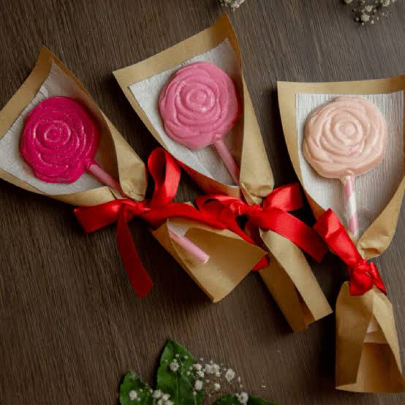 Kit 03 Formas Chocolate Acetato Simples Pirulito Rosa Suspiro Dia das Mães