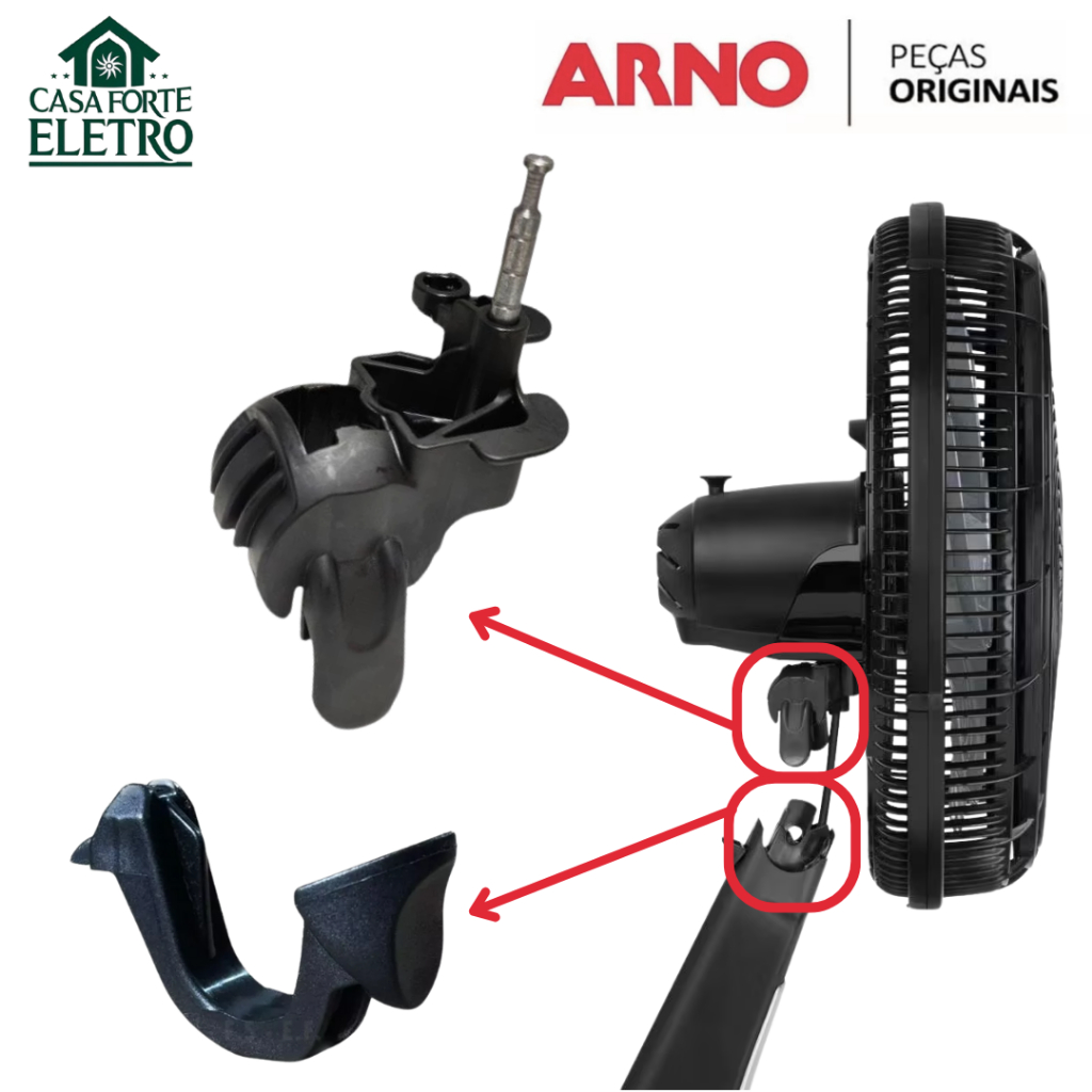 Kit Pescoço Articulador +  Trava Ejetora Ventilador Arno 40 cm Silence FORCE Original