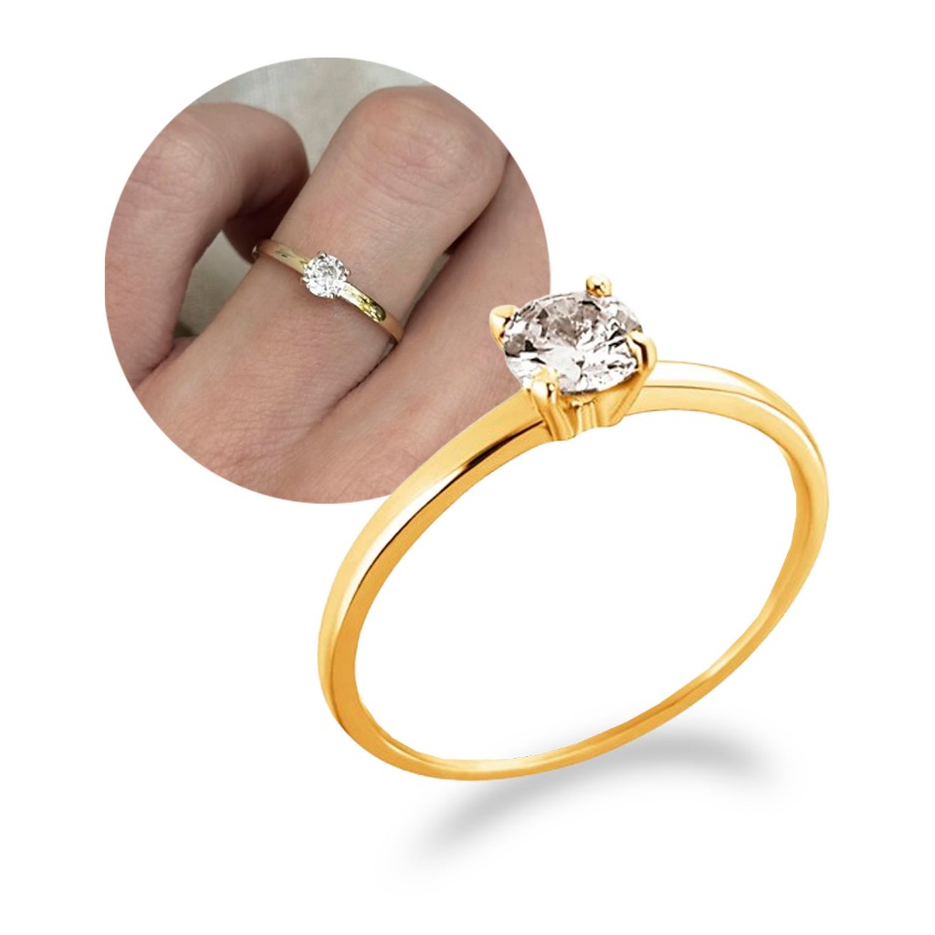 Anel Solitário De Moeda Antiga Feminino Noivado em Oferta na Shopee