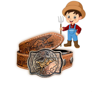 Cinto Infantil Fazendinha Com Fivela Boiadeirinha De Couro Legítimo em Oferta na Shopee