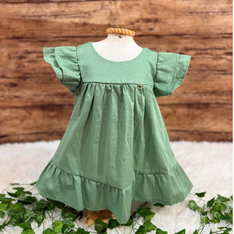 Vestido Bebê Menina Tricoline 100% algodão Varias Cores Conforto e Estilo 5 aos 15 meses