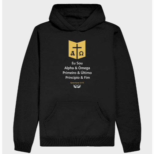 Moletom Masculino Com Capuz, Estampa Alpha & Ômega Pascoa Tecido Premium 100% Algodão