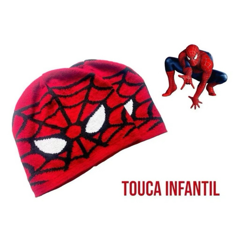 Touca de Lã Homem Aranha Gorro Infantil Quentinho Super Herói Spider Man