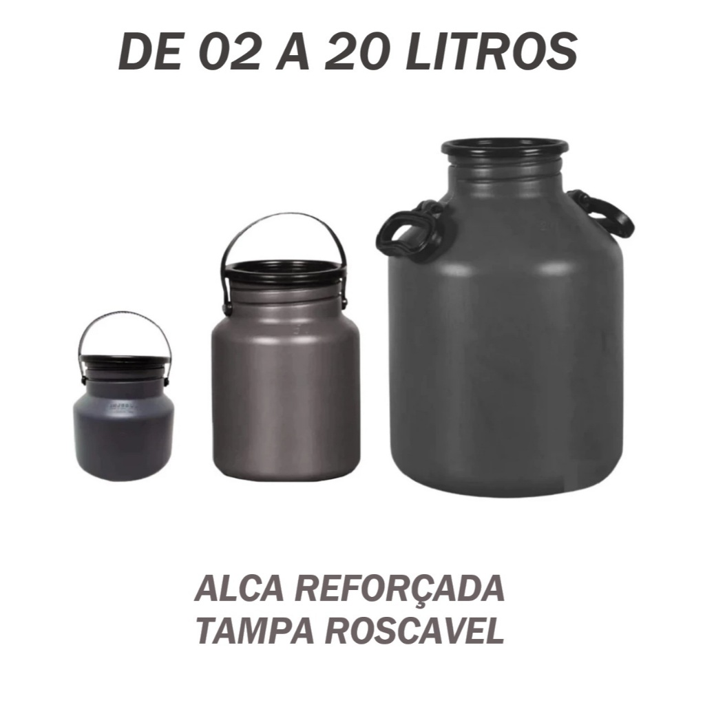 LATÃO DE LEITE 02L/05L/10L/20L LEITEIRA DE PLÁSTICO INJESUL VASILHAME em Oferta na Shopee
