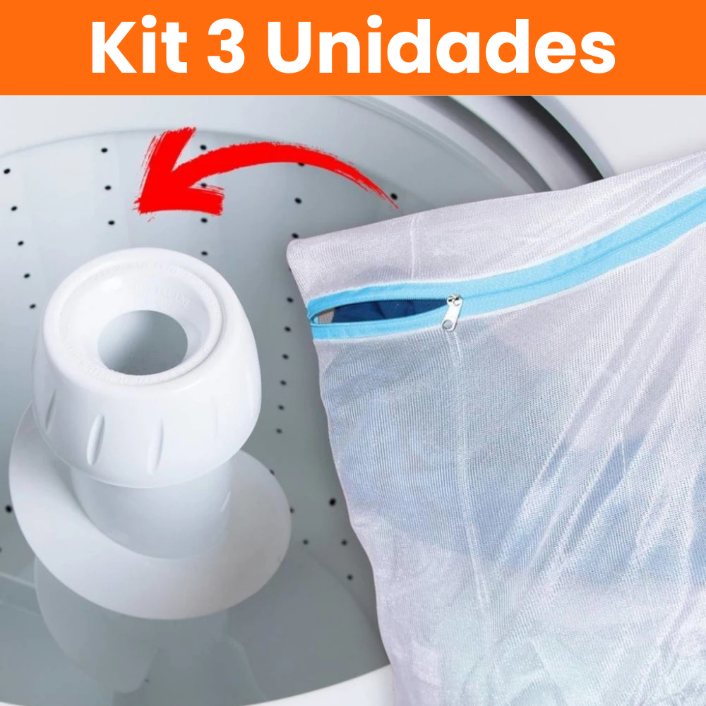 Kit 3 Sacos Lava Roupa Saco Protetor Lavadora Maquina Roupa Delicada Intima Tanquinho Evita Bolinhas