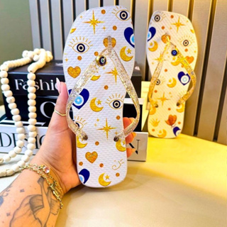 Chinelo Rasteira Rasteirinha Feminino Olho Grego Bico Quadrado Pingente em Oferta na Shopee