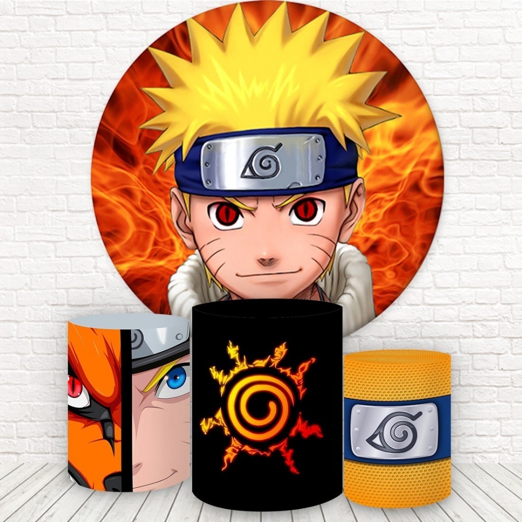 Painel Redondo 1,50 x 1,50 Naruto + Trio Capa Cilindro em Oferta na Shopee