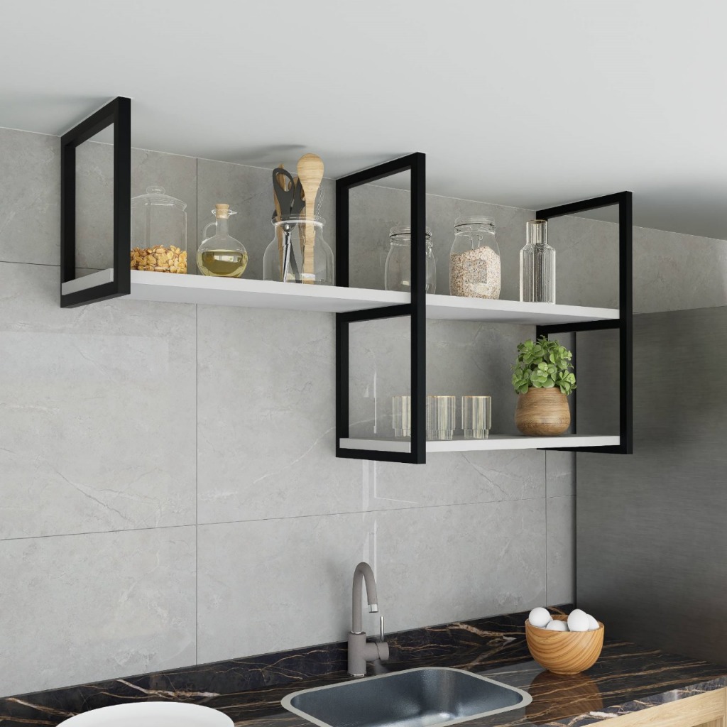 Prateleira Nicho Estilo Industrial Ferro e Mdf Branco em Oferta na Shopee