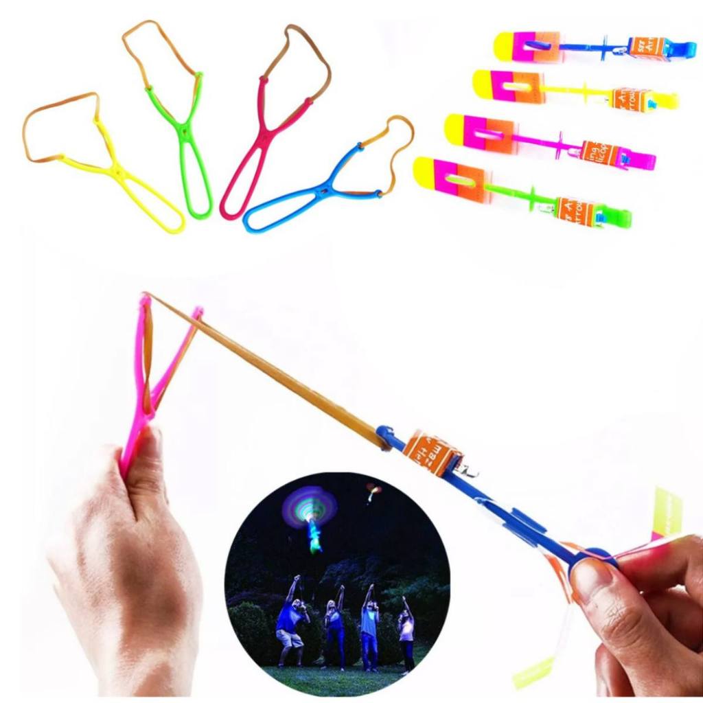 Brinquedo Avatar Voador Rotativo Foguete Lançador Estilingue Brilha Luz De Led 1 unidade Helicoptero