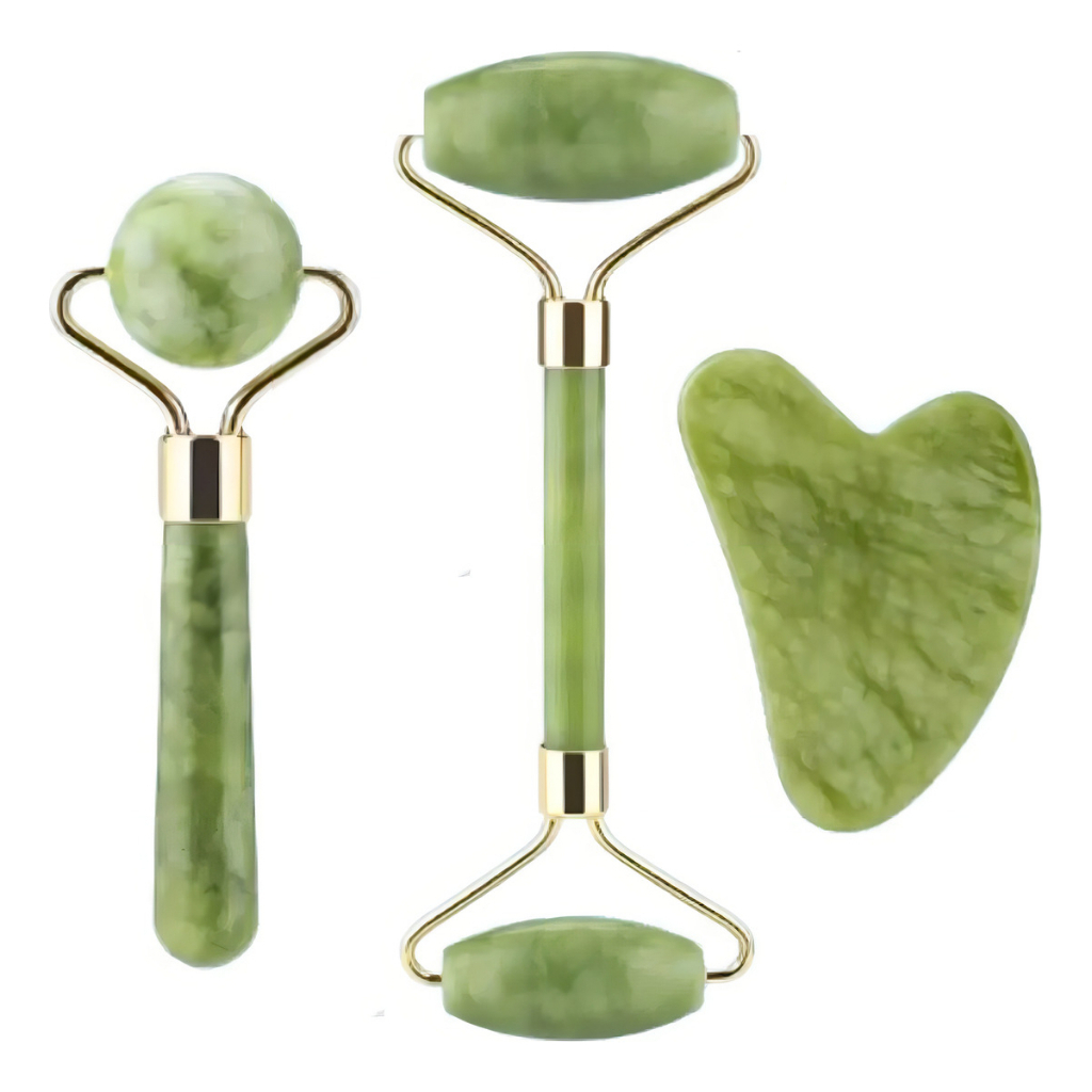 Rolo Pedra Jade GuaSha Facial Massageador Anti Rugas Blogueira Cores em Oferta na Shopee