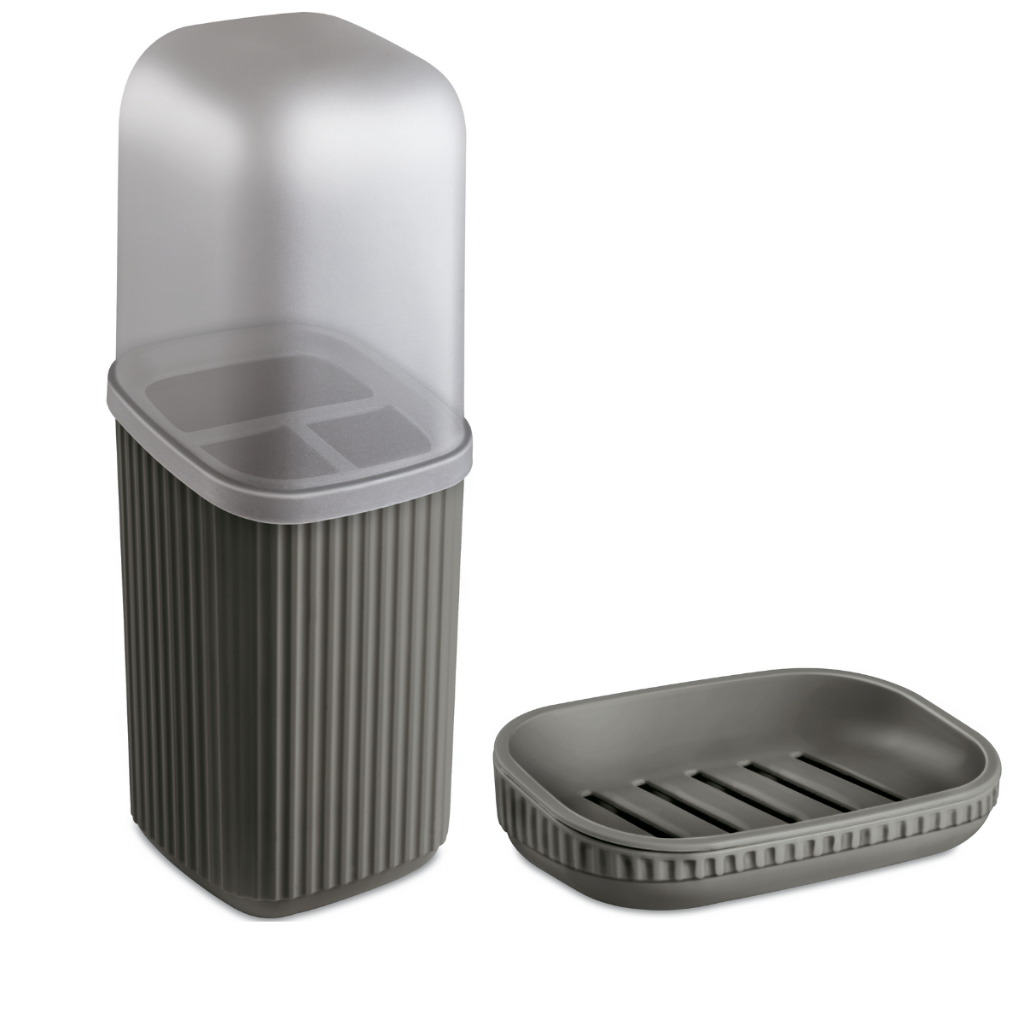 Kit 2 Acessórios Banheiro com Porta Escovas e Saboneteira com Escorredor - Usual Utilidades em Oferta na Shopee