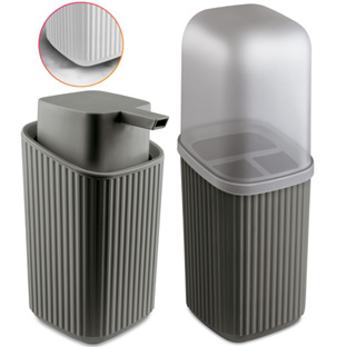 Kit 2 Acessórios Banheiro Dispenser Sabonete Líquido e Porta Escovas Av - Usual Utilidades em Oferta na Shopee