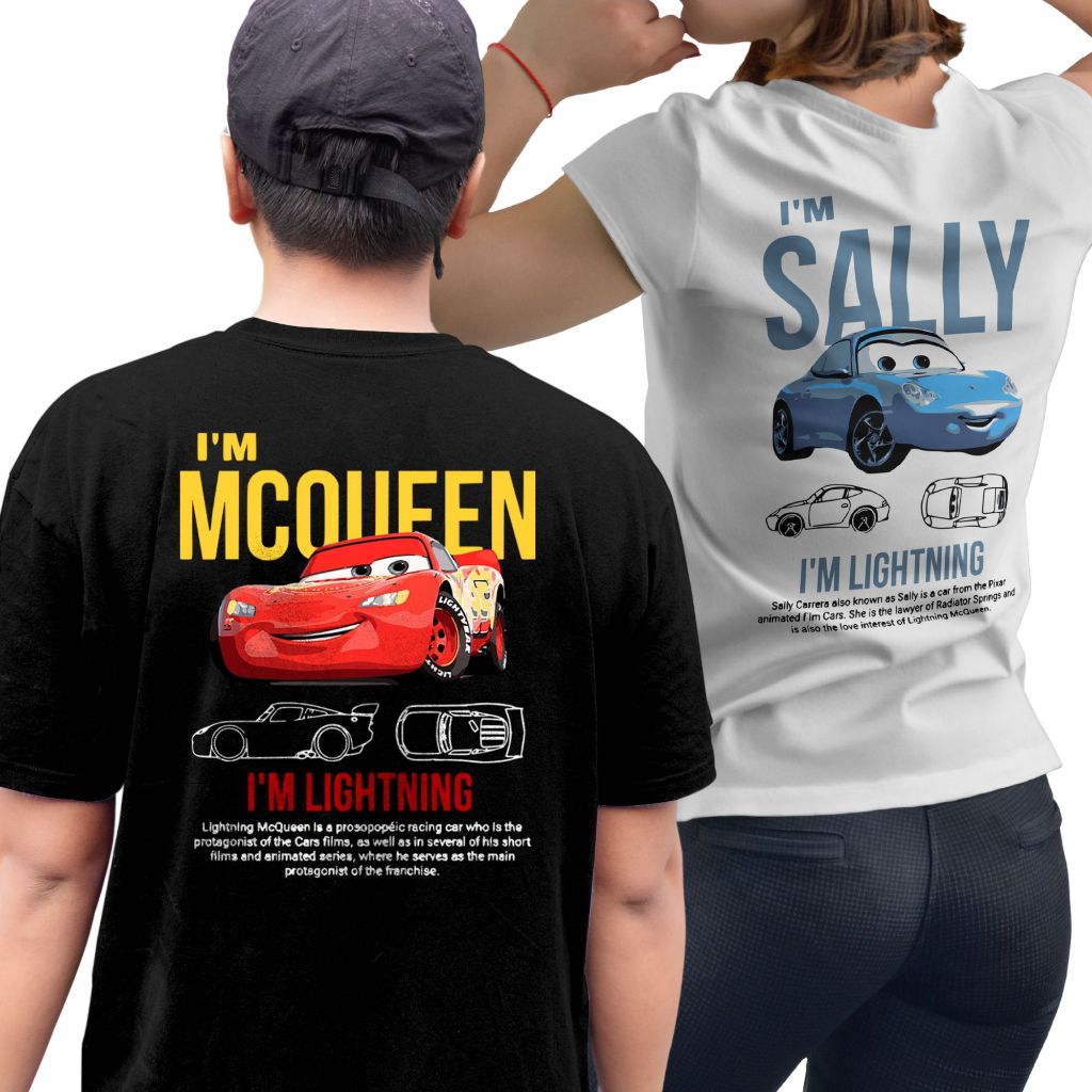 Camiseta Camisa Blusa Kit Casal Relâmpago Mcqueen + Sally Carrera Algodão Carros Básica Unissex