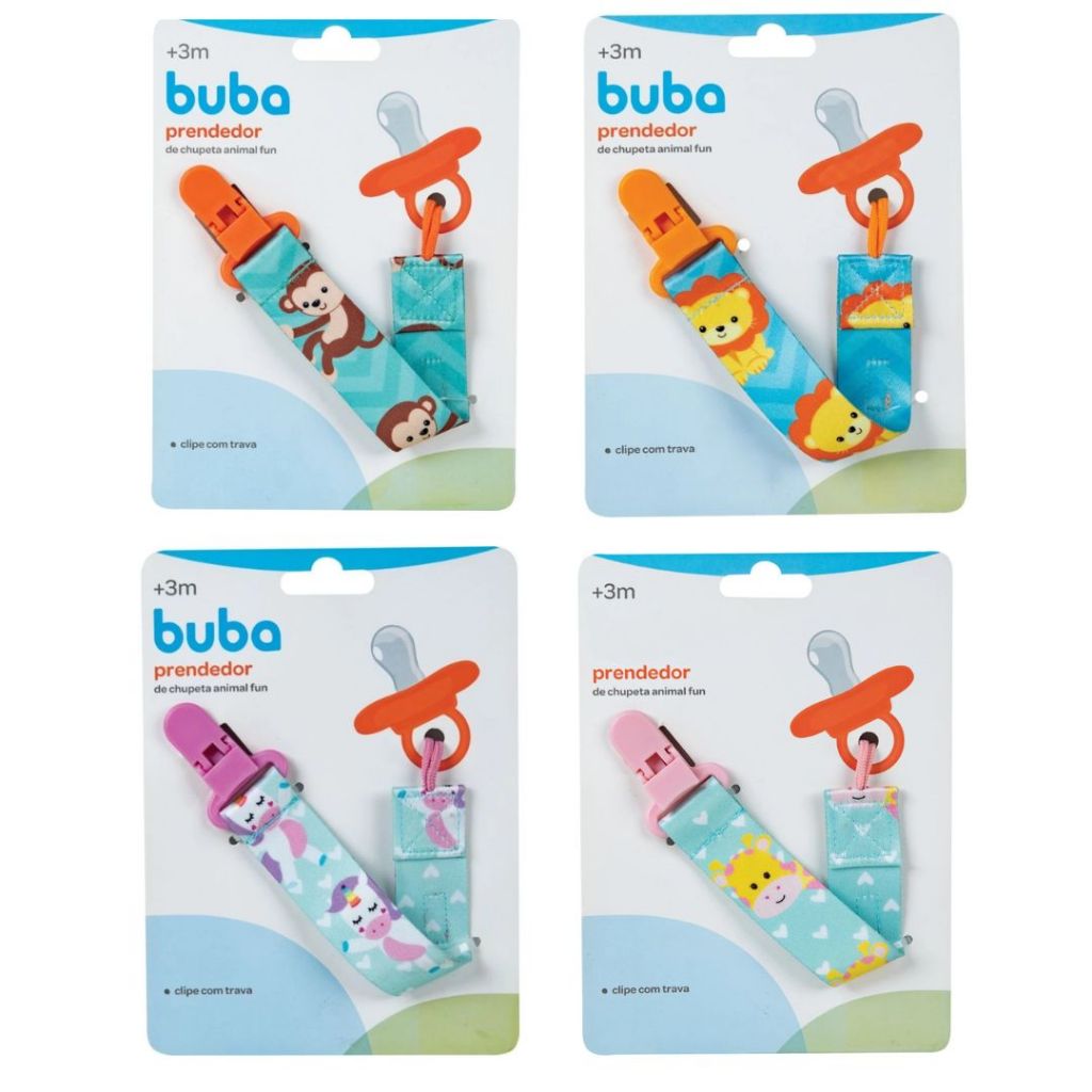 Prendedor De Chupeta Buba Animal Fun Bebê Recem Nascido Maternidade Bebe Rn Nenem Bebe Criança Moda