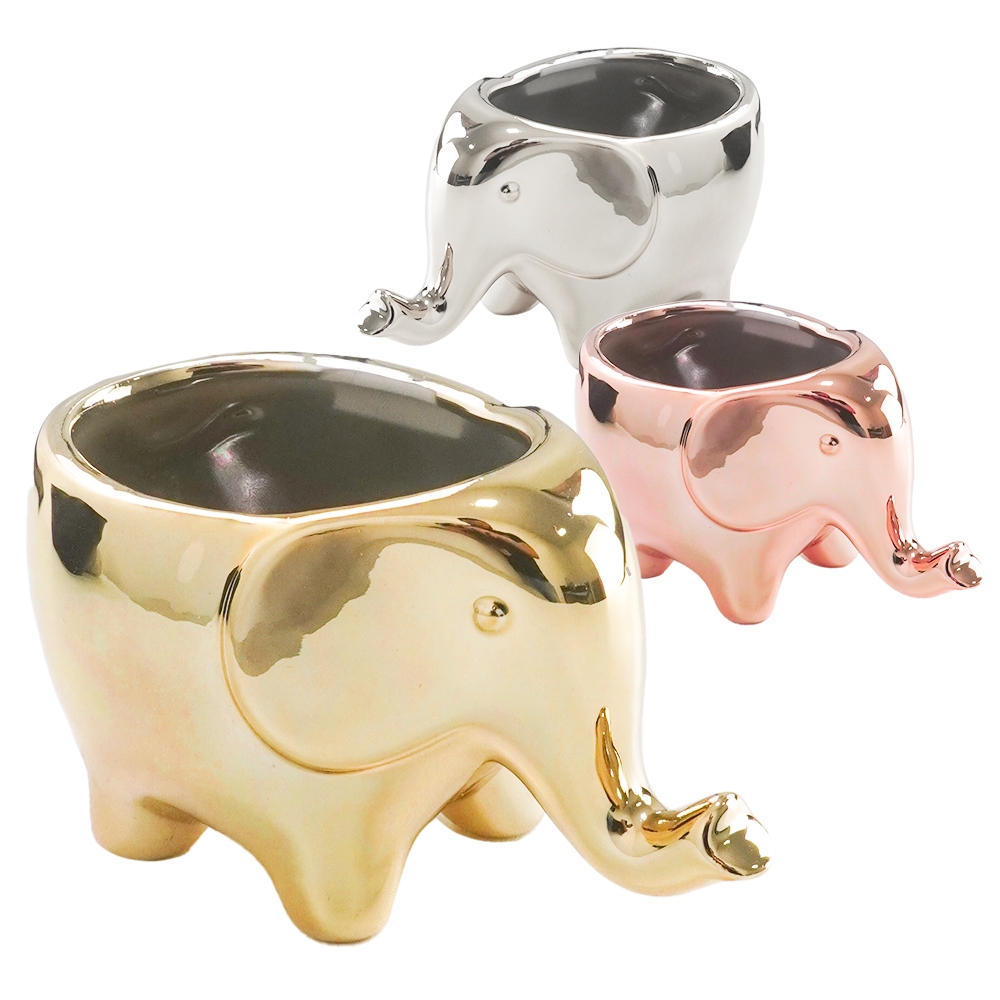 Enfeite Decorativo Porcelana Elefante Porta Jóias Porta Treco Palavra Cromado Dourado Rose Gold Prata Metálico