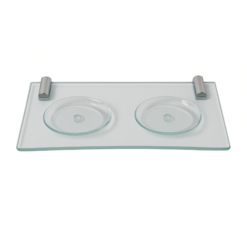 Porta Sabonete Duplo - Vidro - 12x26cm 8mm em Oferta na Shopee