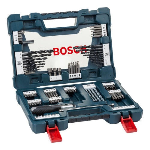 Kit Jogo Acessórios Brocas Bits V-line 91 Pcs Maleta Bosch