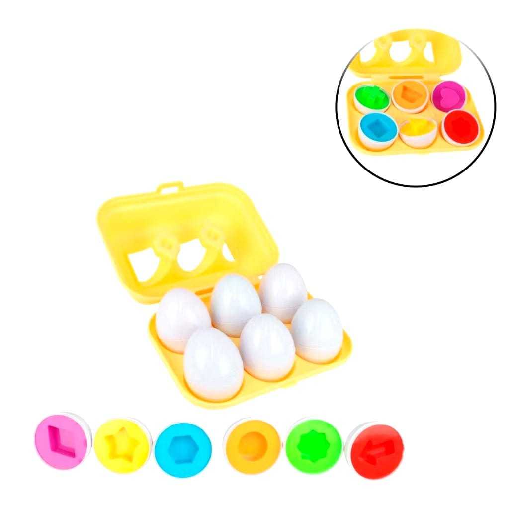 Jogo Educativo Infantil Bebê Brinquedo Encaixa Ovos 7 Peças Formas Geométricas E Números Cores