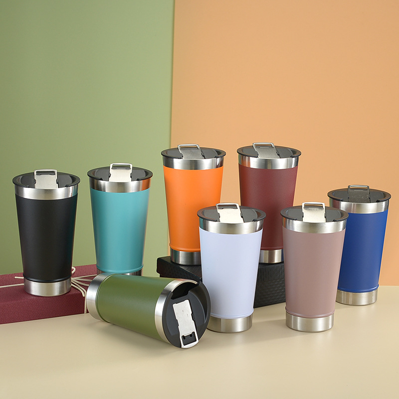 Kit Com 2 Dois Copos Térmicos 473Ml De Inox Com Tampa e Abridor