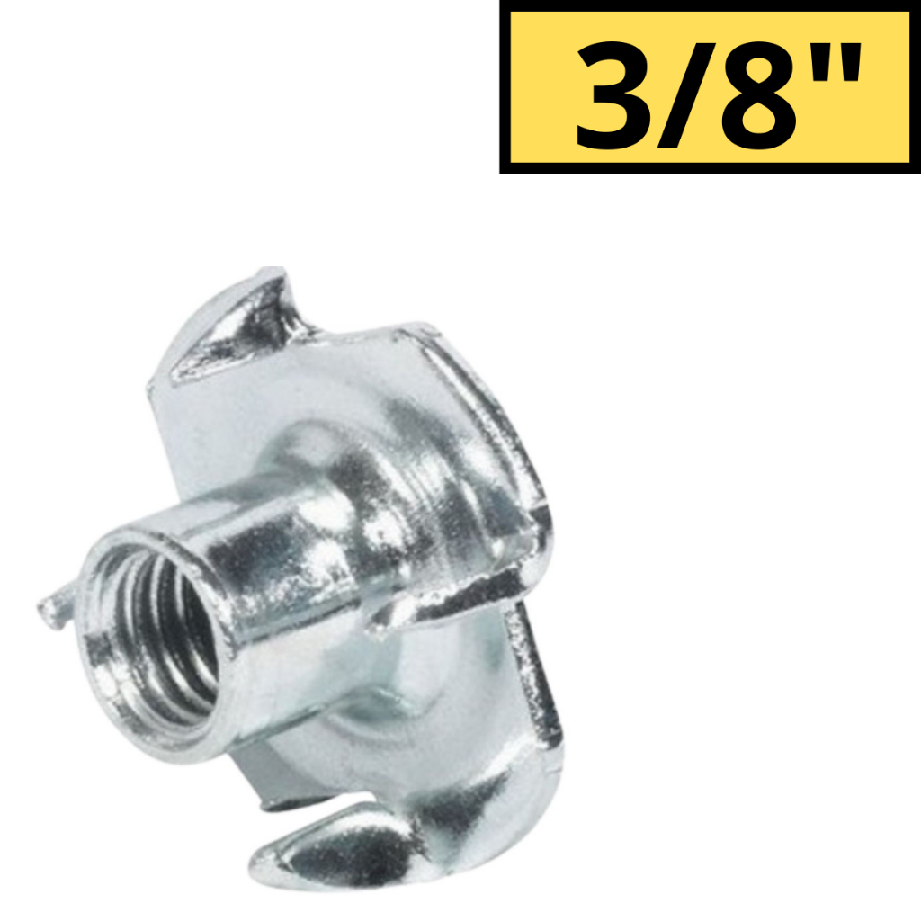 Porca Garra Metálica 3/8" Aço Zincado Rosca Interna Madeira MDF Compensado - Kit c/ 20 Peças ou 50 Peças Escolha o Seu