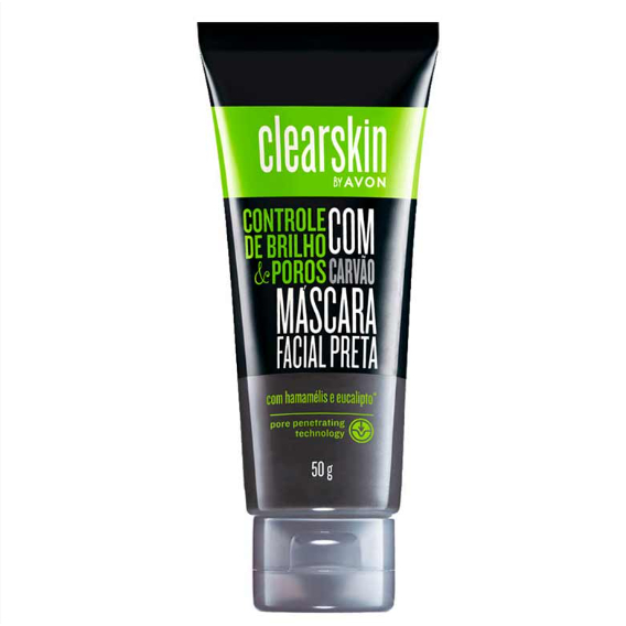 Máscara Negra Facial Carvão Avon Clear Skin Controle De Brilho & Poros com Minerais 50g em Oferta na Shopee